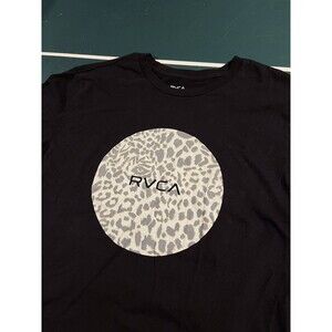 Men’s RVCA Leopard Print Logo Short Sleeve T-Shirt LARGE Regular Fit Skater